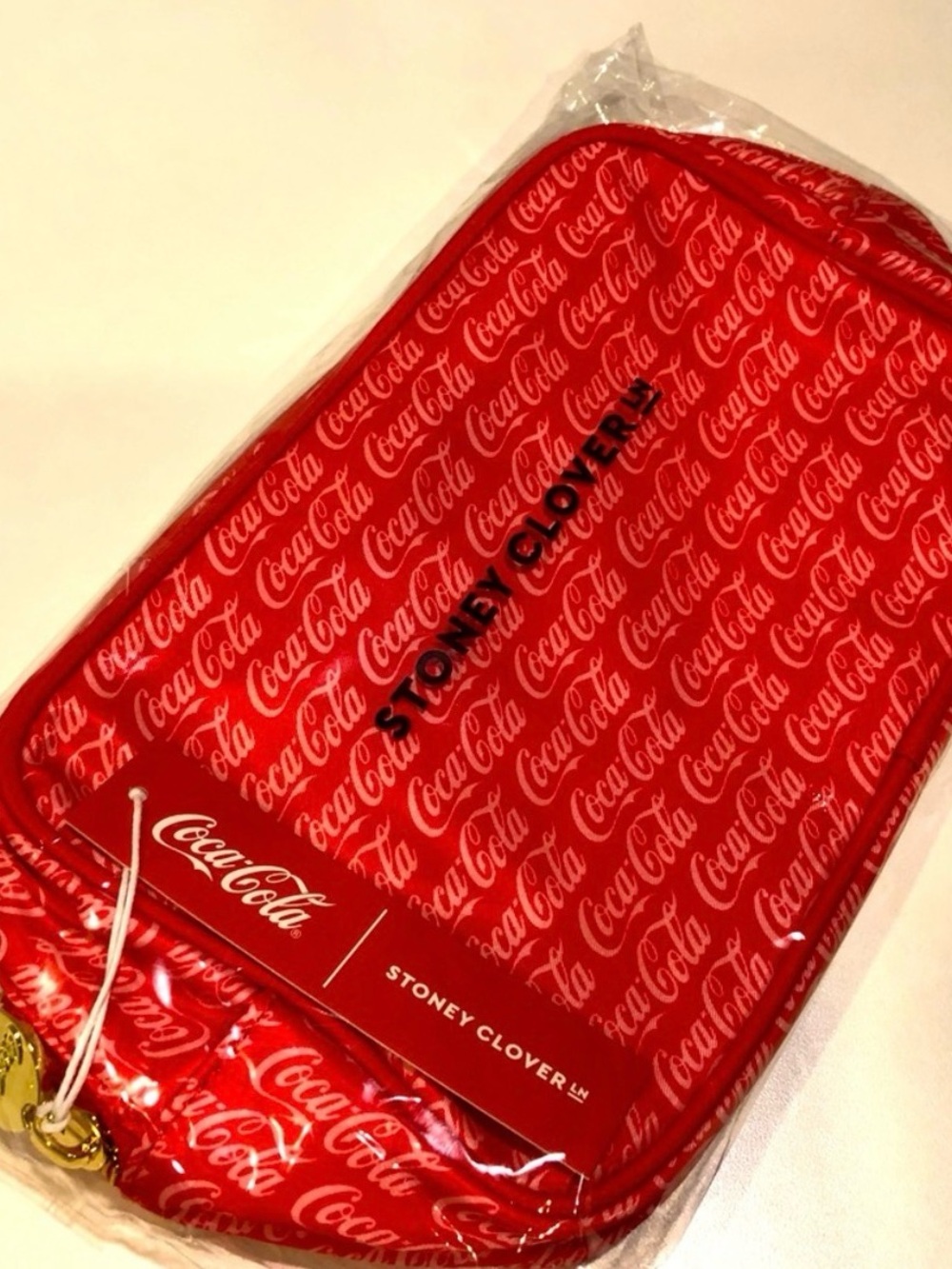 Stoney Clover Lane Red Coca-Cola Pattern Travel Pouch